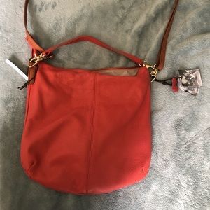 Coral leather bag